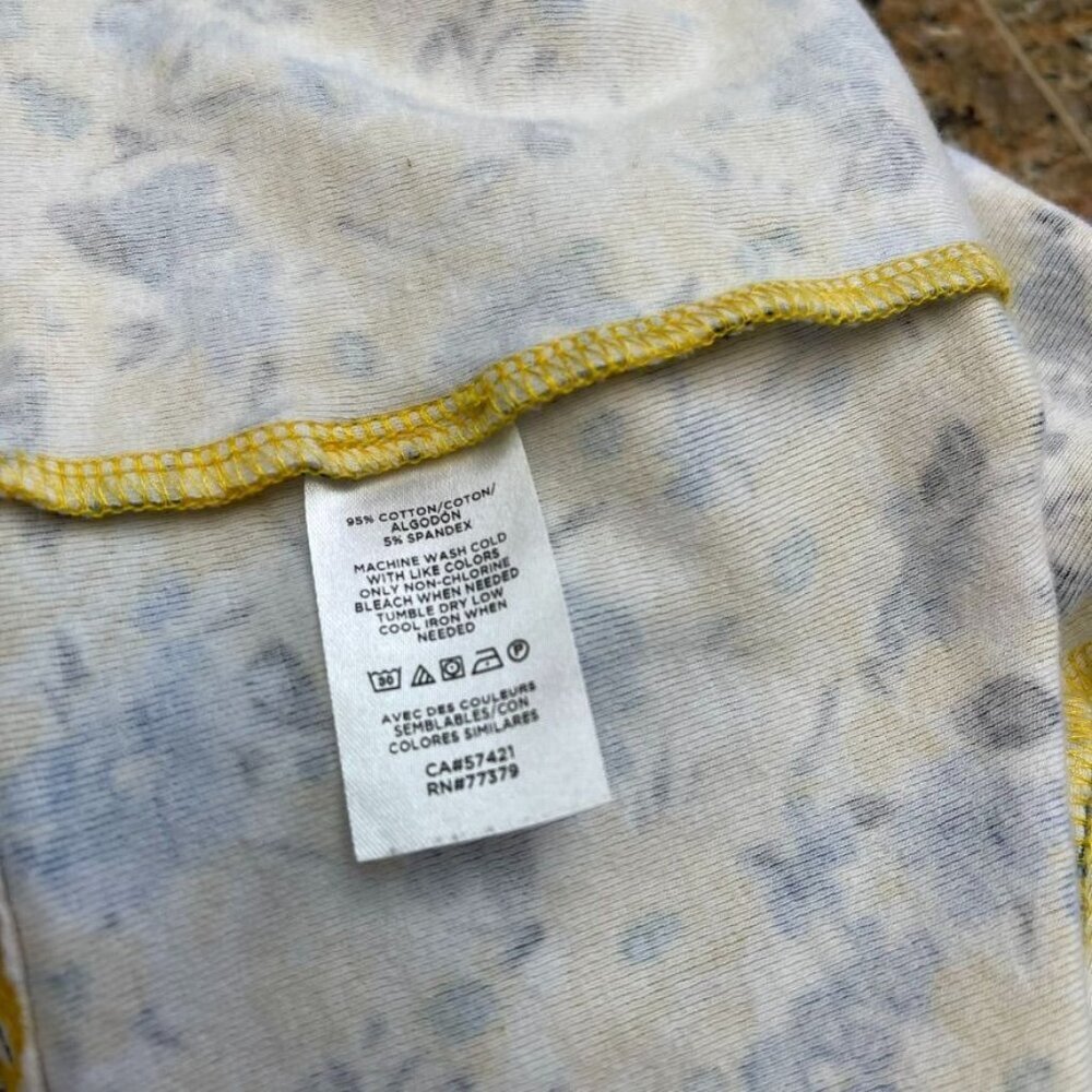 Ann Taylor Women Cotton/Spandex Floral Yellow & Blue Sleeveless V-Neck Top L - Picture 4 of 9